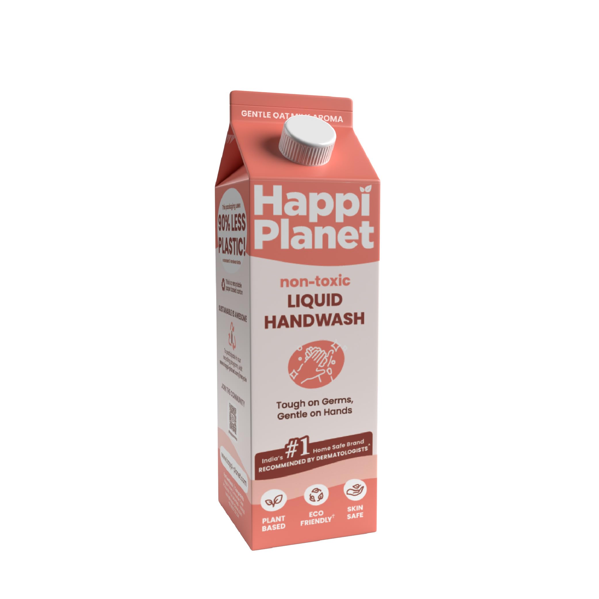 Happi Planet | Organic Liquid Handwash Refill | 1L | Oat Milk Fragrance | Moisturizing Hand Wash | Natural, Non-Toxic, Herbal, Eco-Friendly, Chemical