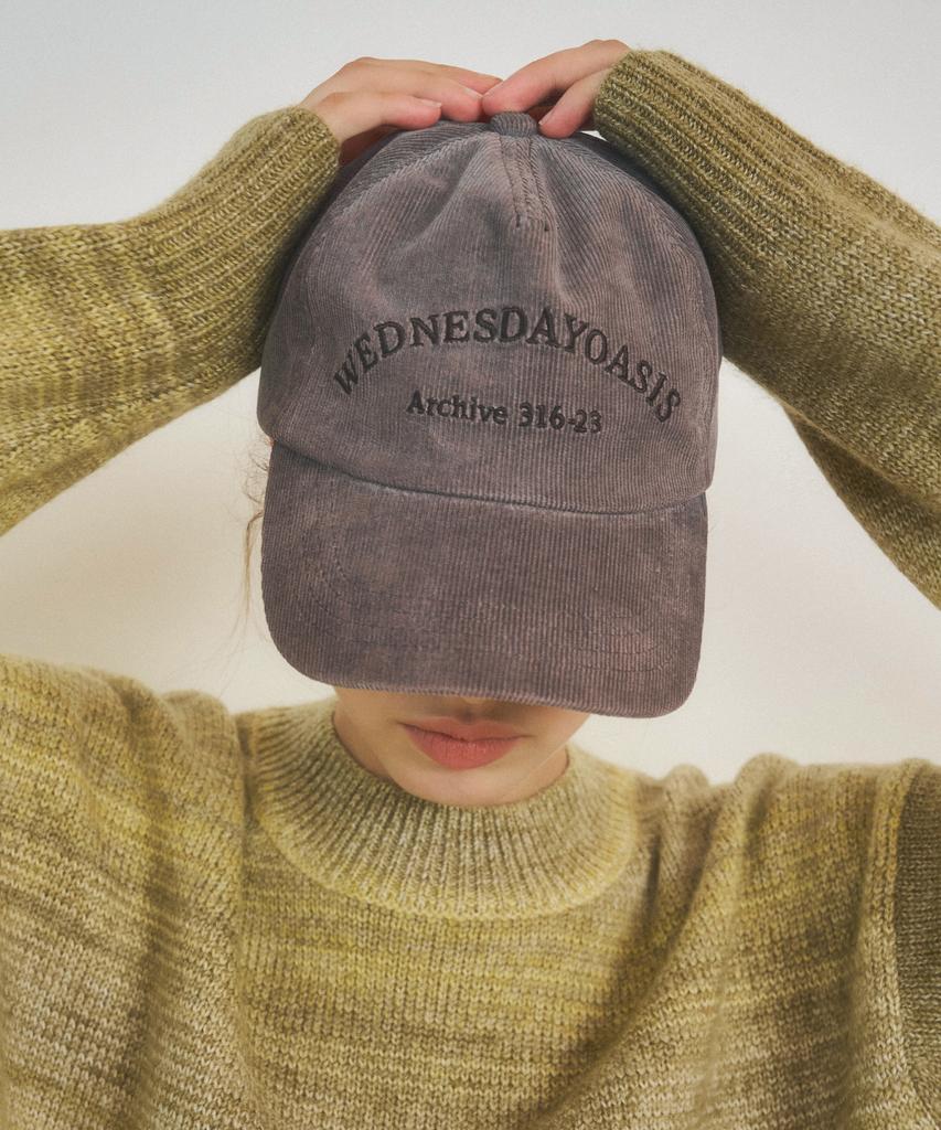 Wednesday Oasis For Woman Signature Lettering Corduroy Ball Cap (5 Colors)