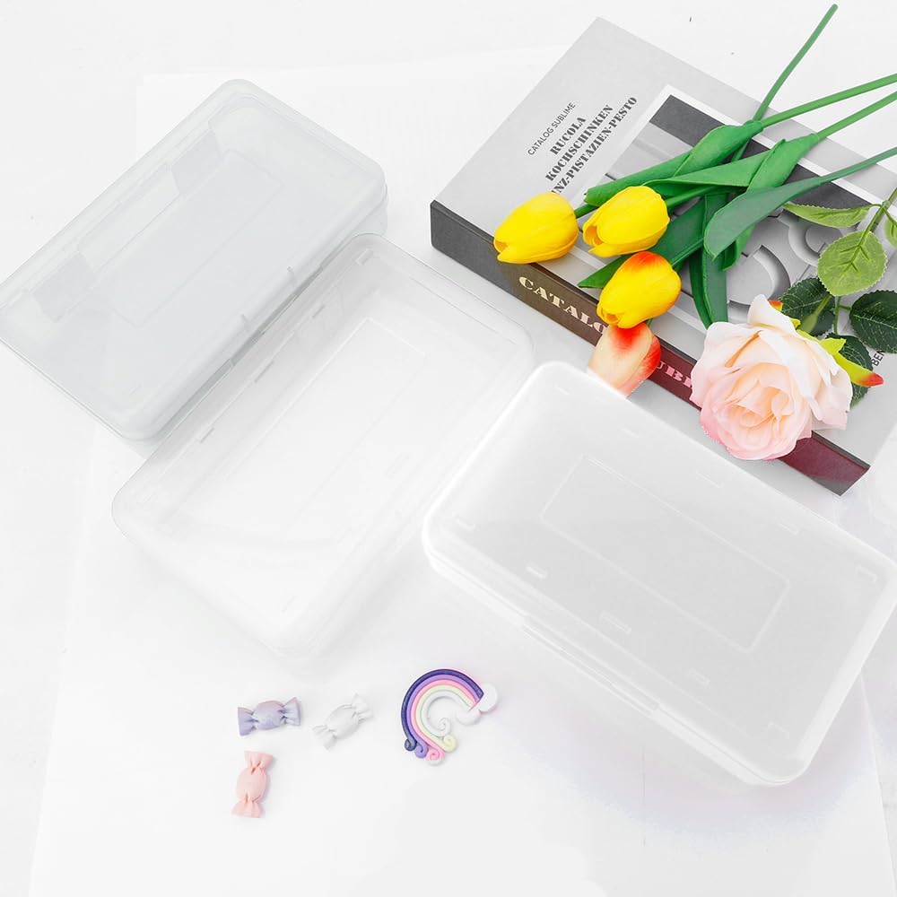 3-Piece Transparent PP Plastic Pencil Case (8 x 4.8 x 2.3 Inches) – Large Capacity Storage – Stackable and Airtight Design for Office Use