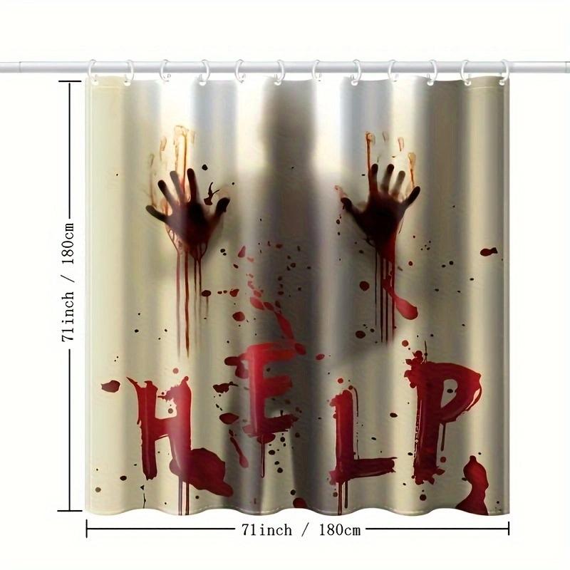 Halloween Shower Curtain Window Curtains Horror Bloody Hands Bathroom Shower Curtains for Halloween Decor