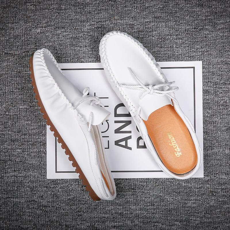 FashionLeather Men Mules Summer Flats Half Shoes for Men Casual Outdoor Breathable Male Half Slippers Lightweight Loafers Men Moccasins