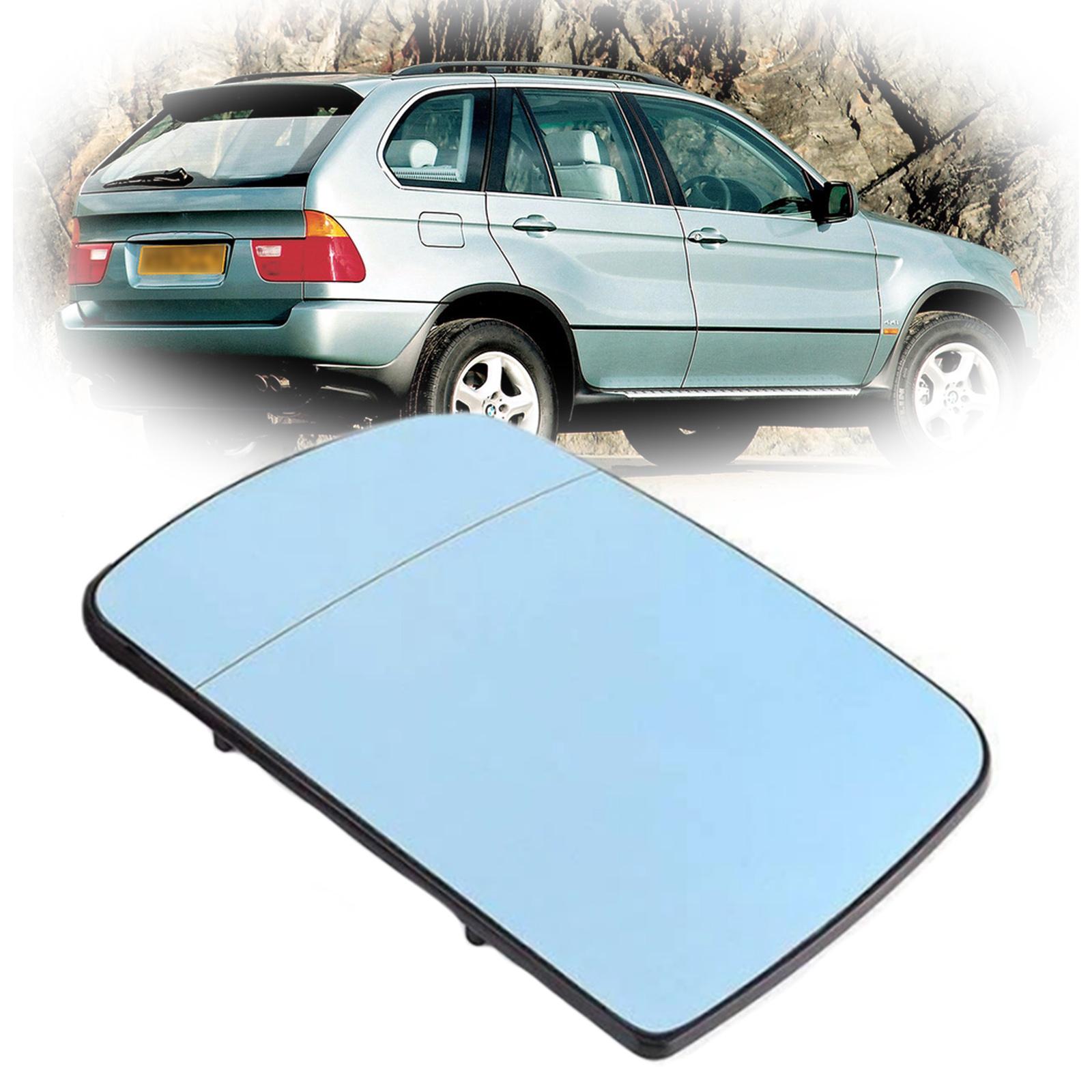 Blue Heated Right Driver Side Wing Mirror Glass For BMW X5 E53 1998-2006