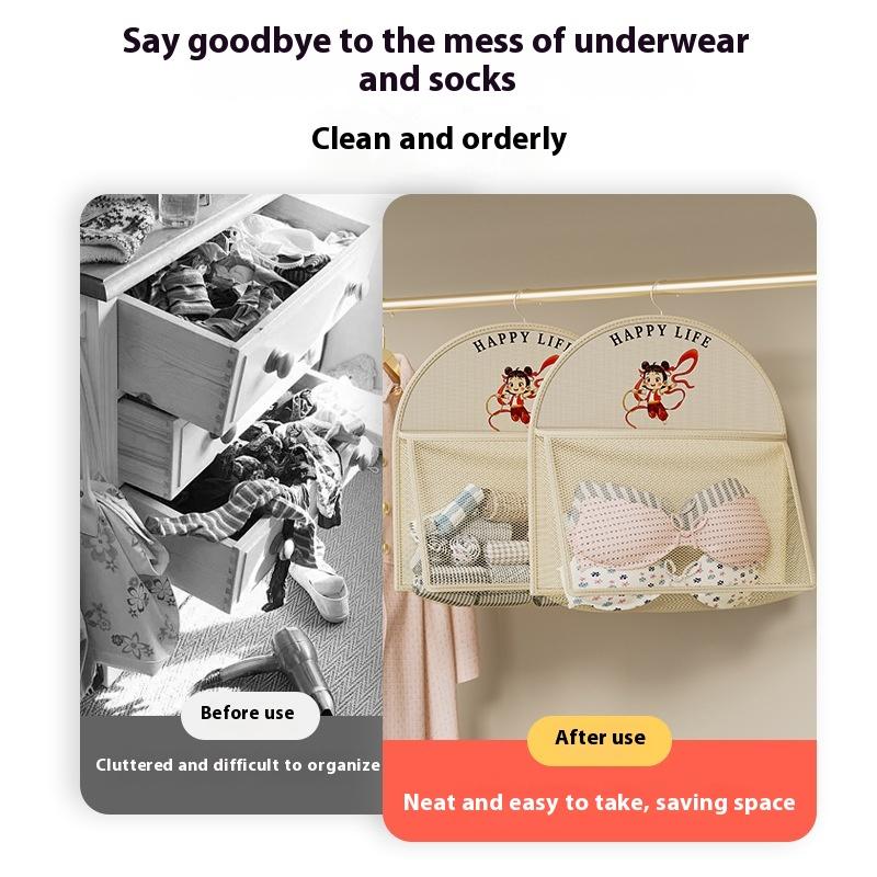 2/3-lagige Aufbewahrungstasche mit großem Fassungsvermögen, Netzbeutel zur Aufbewahrung von Unterwäsche und Socken, atmungsaktiver Schrankorganizer mit Kleiderbügel