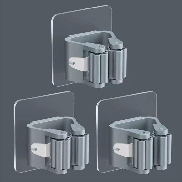 Mop Storage Rack Bathroom Suction Cup Hanging Traceless Mop Clip Broom Rack Wall Mounted Waterproof Mop Rack