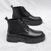 men's casual platform boots black autumn winter shoes cowboy original leather boot party prom dress lace-up ankle botas zapatos