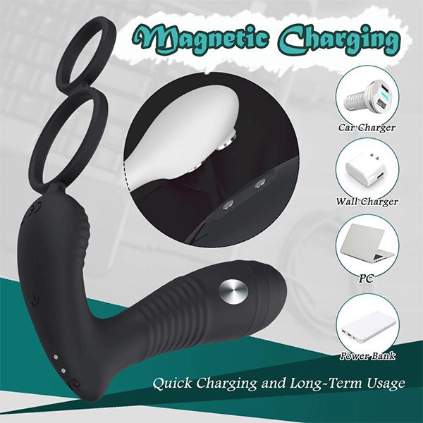 Remote Electric Shock Anal Vibrator Prostate Massage Butt Plug Stimulator Delay Ejaculation Penis Ring Men Dildos Sex Toys