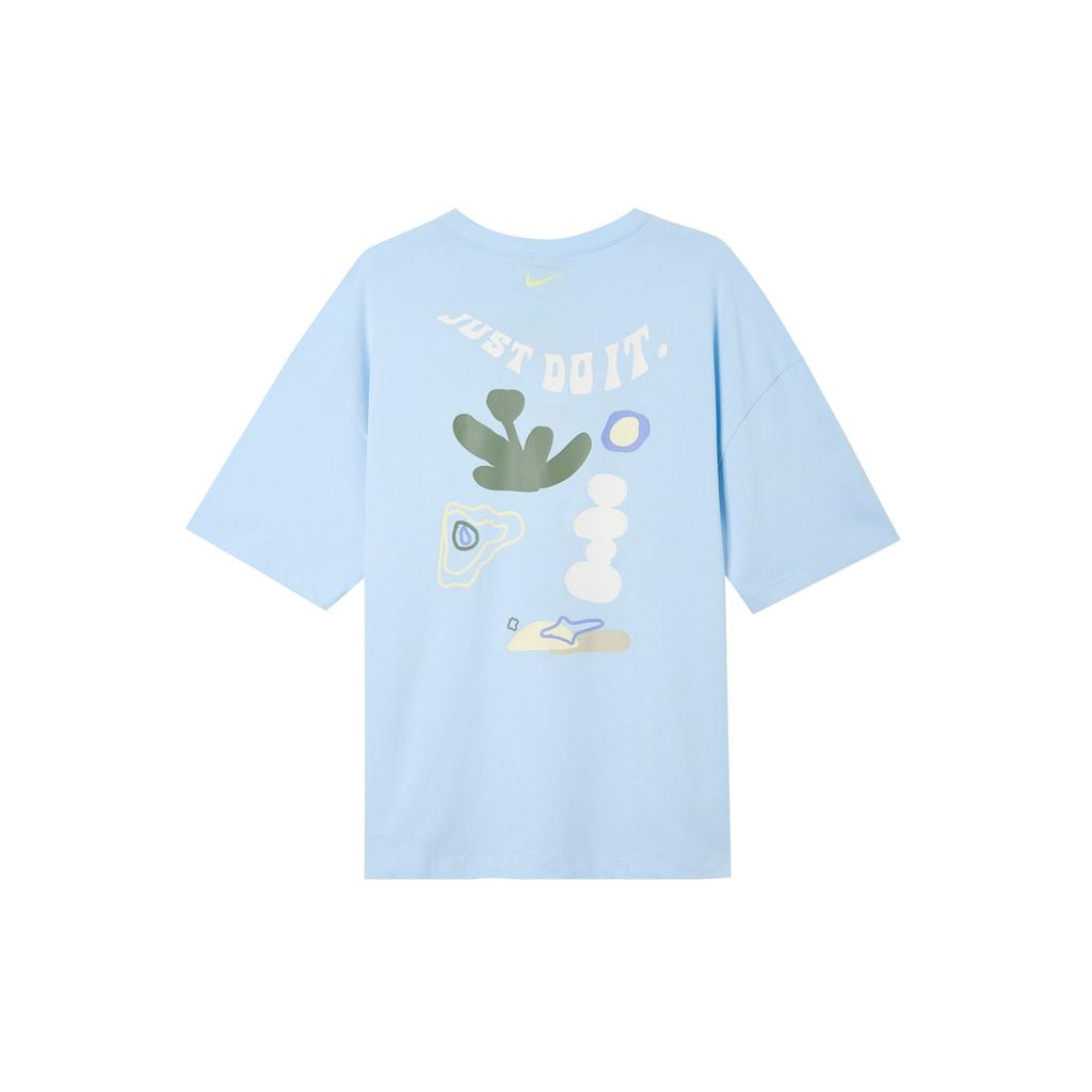 Nike American Vintage Hand-Painted Graffiti Lettering Print Dopamine Crew Neck Short Sleeve Drop Shoulder T-Shirt Women T-Shirt Blue DX6150-441