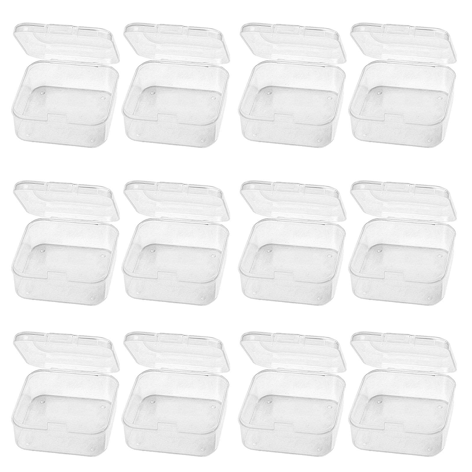 

12 штук Разноцветные контейнеры для хранения Прозрачные Штабелируемые Квадратные коробки Экономия места Органайзер для таблеток с крышкой прозрачный