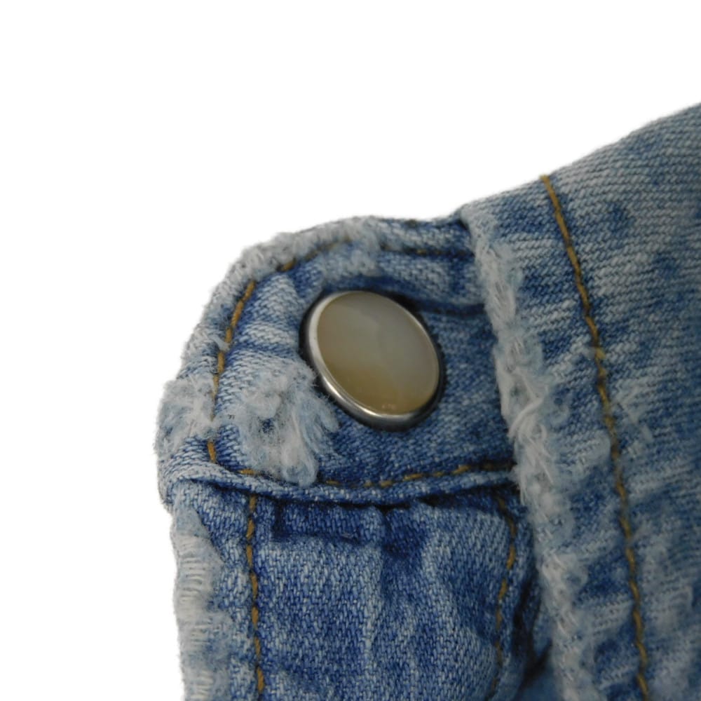 Used 9921 Western Denim Shirt 417374 Y890L 7832 S Crushed 16 Stainless Steel Eddie Era Cotton Washed Blue Men's from