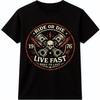 Koszulka motocyklisty Ride Or Die Live Fast Czaszka Tłoki Garaż Vintage Graficzna Koszulka