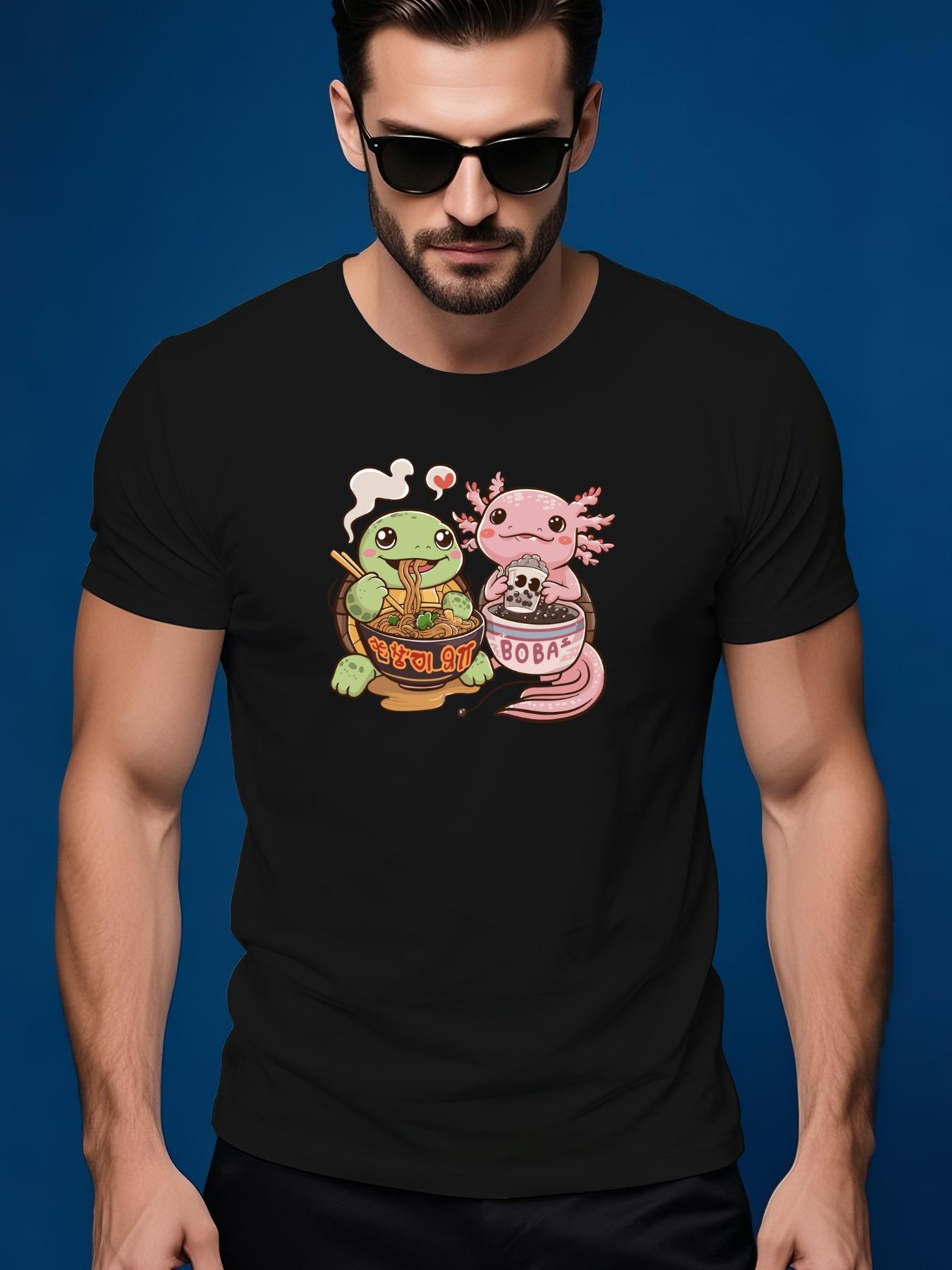 Short Sleeve Tshirt with Playful Turtle Noodle Bowl Graph... XL