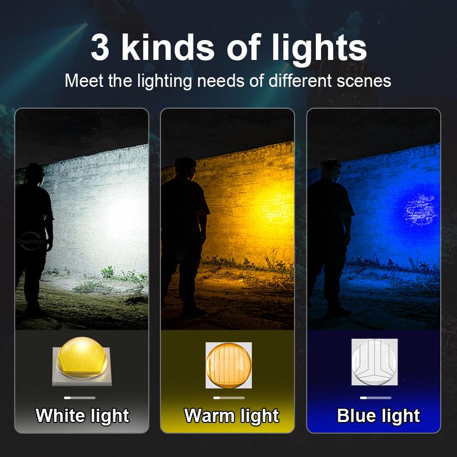 Profesjonell dykkerlommelykt trippellys 40000LM dykkerlykt langdistanselampe Amfibisk dykkerlykt dykkerlykt