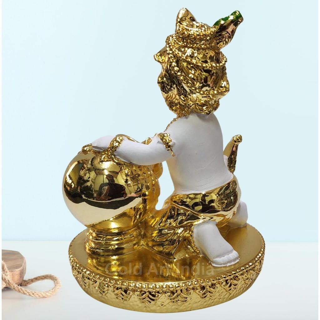 Makhan Krishna | Krishna Idol for Home Decor| Laddu Gopal murti for Gifting | Small Krishna Statue for Office Desk | Makhan Chor Idol |