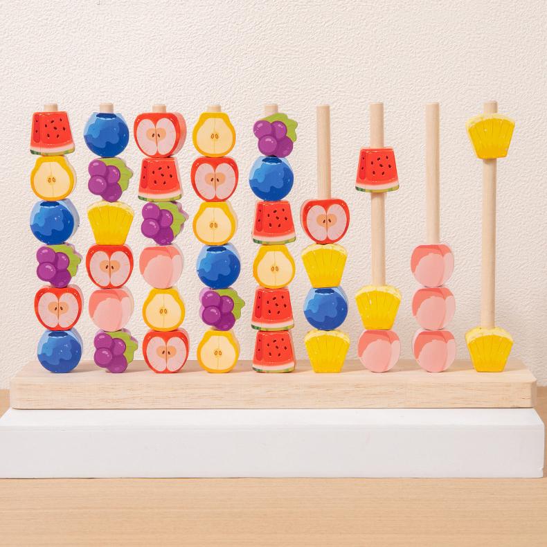 Kinder Lernspiel Früchteform Ringspiel Farberkennung Puzzle Bausteine Spielzeug für Kinder Kognitive Entwicklung