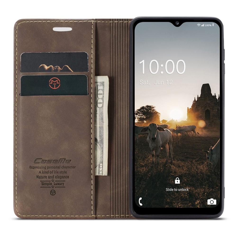 CASEME Case for Samsung Galaxy M33 5G, Leather Wallet Case, Brown