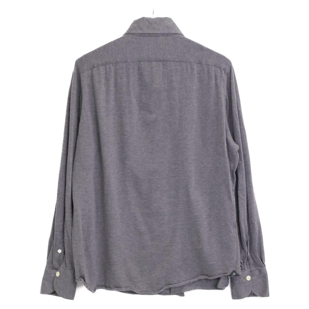 finamore Gray 28416-1 Button Cashmere Blend Wide Collar Shirt tops L grayUsed
