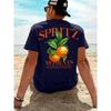 Spritz Orange Print Men's Graphic Tee Summer Beach Vacation Casual Crew Neck T-Shirt