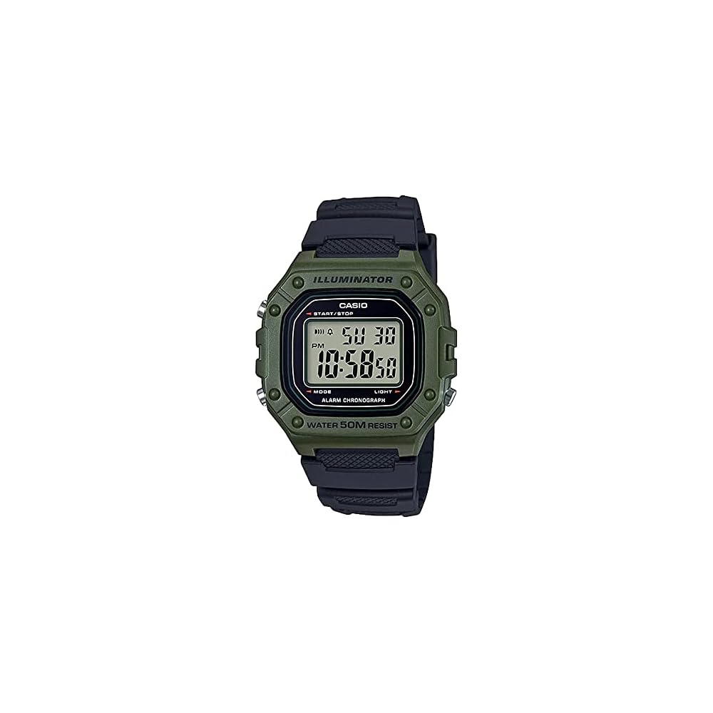 Casio Standard Digital Watch W-218H-3AV Olive Green Unisex Lightweight Waterproof Timepiece