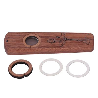 Wood Kazoo Flute Wooden Play Guitar Ukulele Accompaniment Harmonica Diaphragm Wind Instrument Ebony