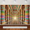2D Indian Temple Corridor Backdrop, Colorful Ornate Pillar for Hindu Festival Photography