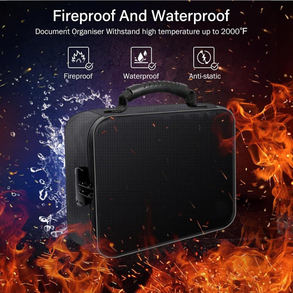Accordion File Folder Easy-To-Carry Document Organizer Box Fireproof Document Bag Silicone-Cloth Waterproof Document Bag