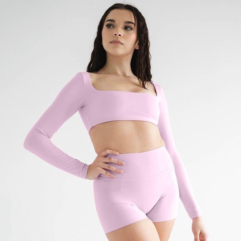 Fashion Yoga Clothes Long Sleeves Women's Outdoor Running Thin Tight Sports T-shirt Workout Sexy Gathered Short Tops