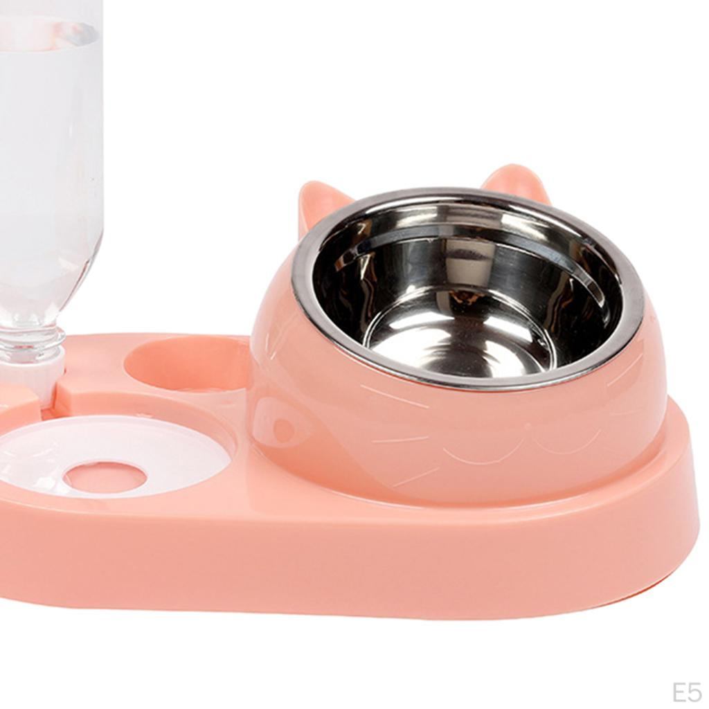 Automatic Cat Water Dispenser and Food Bowl Set Tilted Raised Feeding Bowls