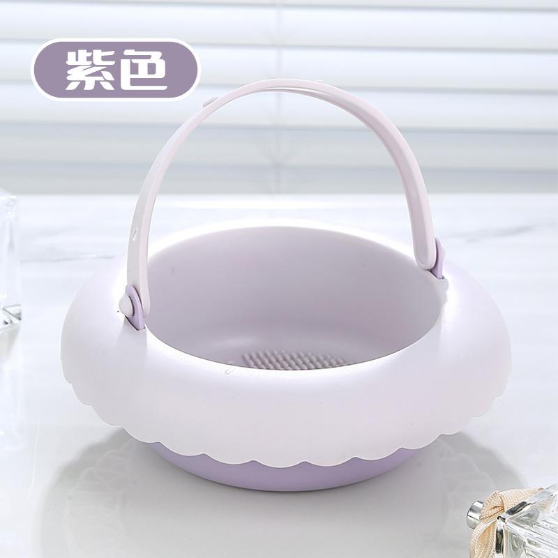 Makeup Brush Cleaning Bowl with Drying Rack Integrated Beauty Sponge Blender Cleaner Storage Holder All-in-one Cosmetic Washing & Drying Tool Set