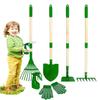 ABWR-Juego de Herramientas de Jardinería para Niños-6 Piezas Jardín Con Pala, Rastrillo, Azada, Rastrillo de Hojas, Herramientas para Cavar y Deshierbar el Césped del Jardín