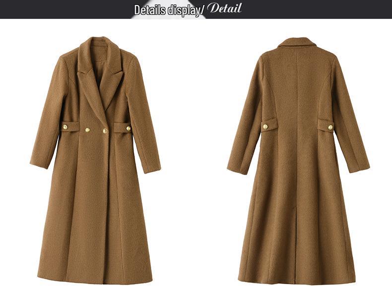 Women's Double-Breasted Lapel Wool Coat - Autumn/Winter Korean Fashion