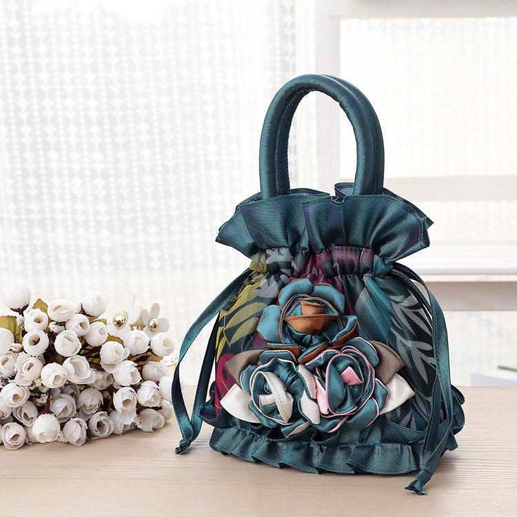 Ethnische Spitze Eimer Handtasche - Damen Koreanische Einfarbige Abendtasche