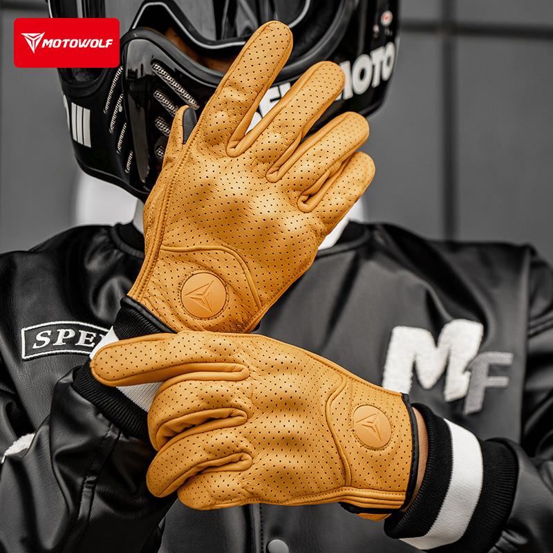 Orijinal Deri Motosiklet Eldivenleri Kışlık Eldivenler Yazlık Keçi Derisi Sürüş Dokunmatik İşlem Yumruk Eklem Koruması Guantes Moto Luvas