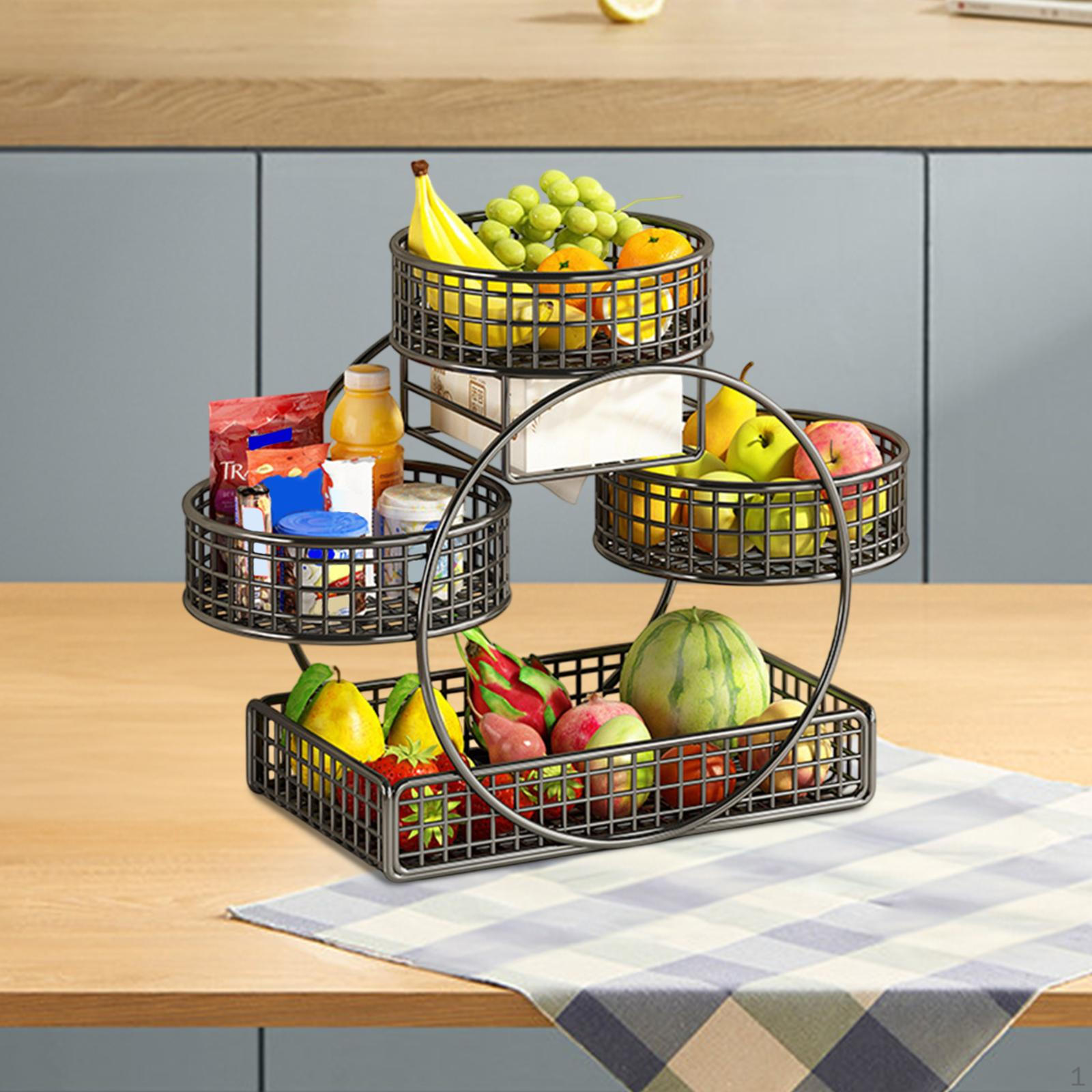 

Корзина для фруктов на прилавке, большая вместимость, многоярусный центральный элемент для праздничного стола, украшение для дома, фрукты чёрный