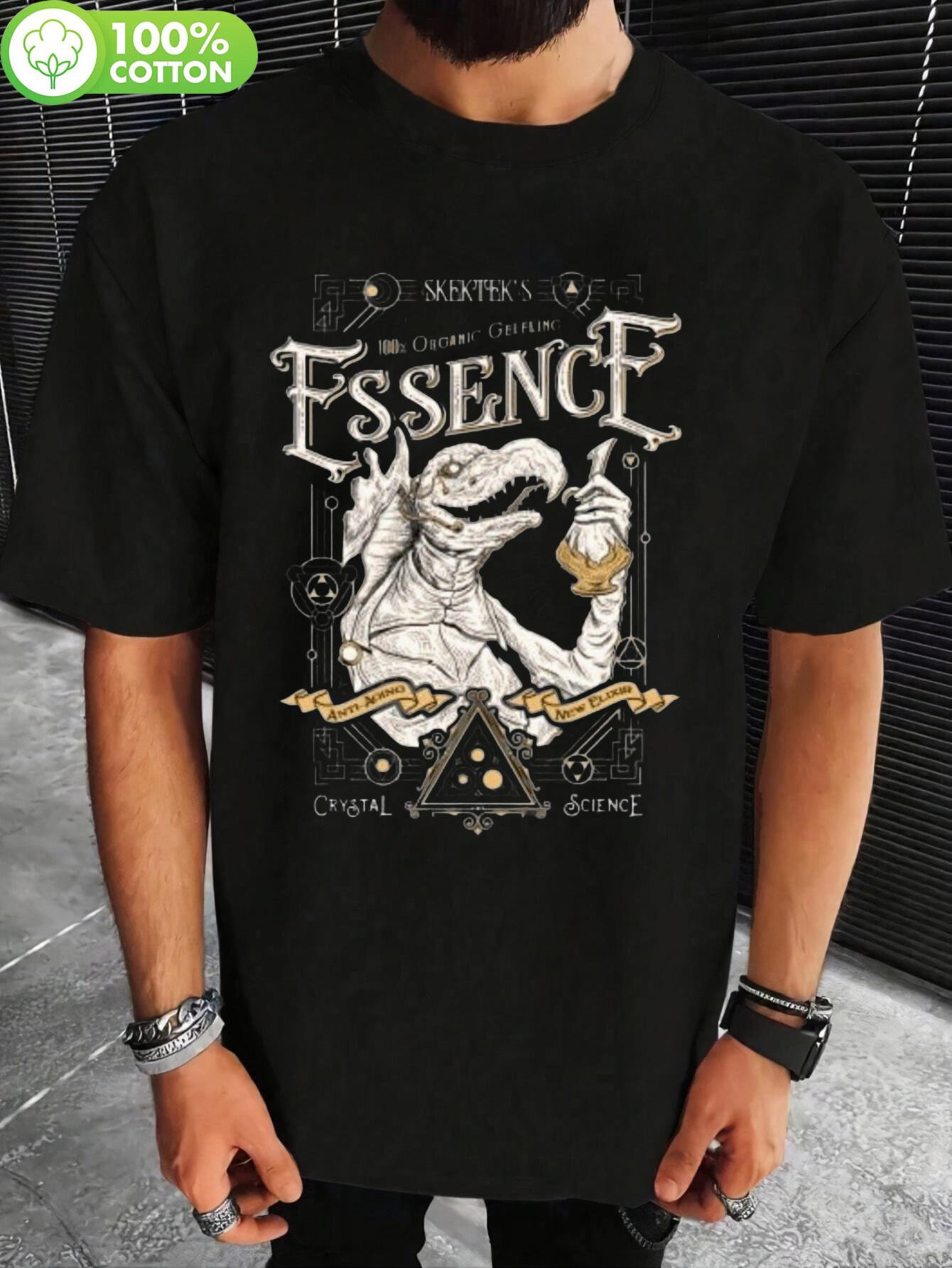 Plus Size  Skeptek S Essence  Graphic T-shirt - Vintage-Inspired Dinosaur & Crystal Design L