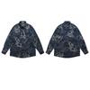American Vintage Blue Baroque Long Sleeve Shirt Loose Casual Button-Down Top Men Women