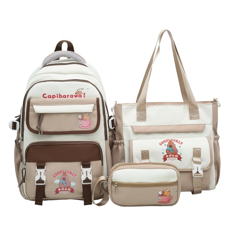 

Рюкзак для ученика начальной школы Капибара Набор из трех предметов Сумка для репетиторства Пенал Многокомпонентный Рюкзак большой вместимости Высокий внешний вид Backpack three-piece set