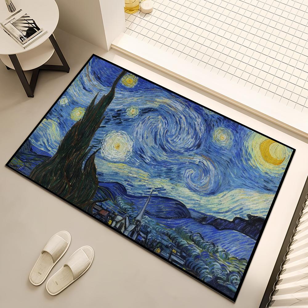 Art Van Gogh Paintings Carpet Bedside Kitchen Bath Living Home House Bedroom Floor Mat Doormat Rug Decoration
