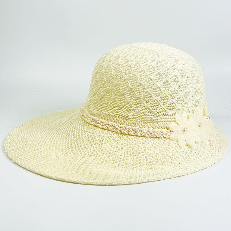 

Соломенная шляпа, женская летняя шляпа от солнца, модная пляжная шляпа с защитой от солнца, цветком и большими полями, устойчивая к ультрафиолетовому излучению (56-58cm)