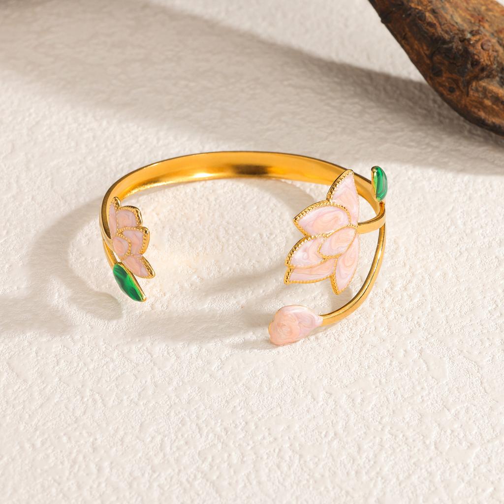 Atoztide Stainless Steel Multiple Style Candy Color Oil Dripping Bracelet for Women Irregular Cuff Bangle Christmas Jewelry Gift