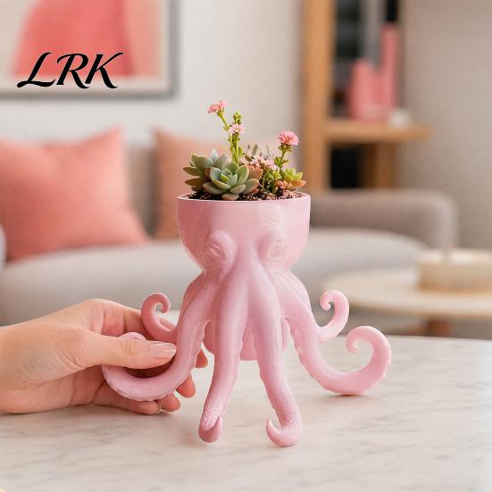 Octopus Shaped Flowerpot 3D Printed Vase, Flowerpot, Creative Planter Pot, Garden Decoration Funny Animal Statue for Indoor Outdoor Plants Decorations