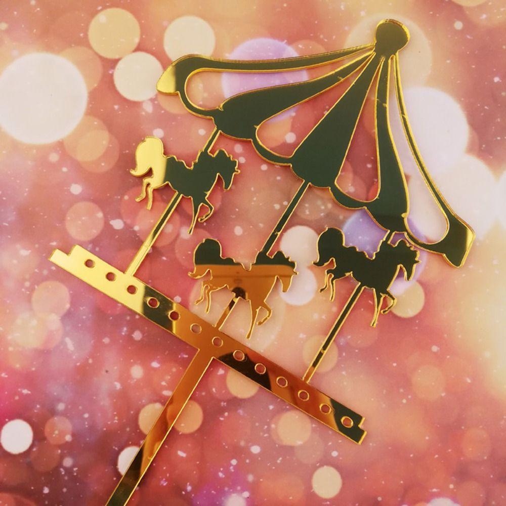 Acrylic Card Insertion Cartoon Cake Decoration Carousel Cake Toppers Dessert Table Decoration