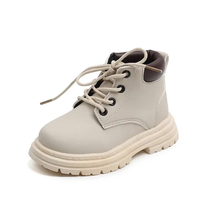 

New Spring Autumn Boots for Kids Girls British Style Lace Up Hiking Shoes Child Handsome Outdoor Boys Walking Shoes Girls H10318 21 белый
