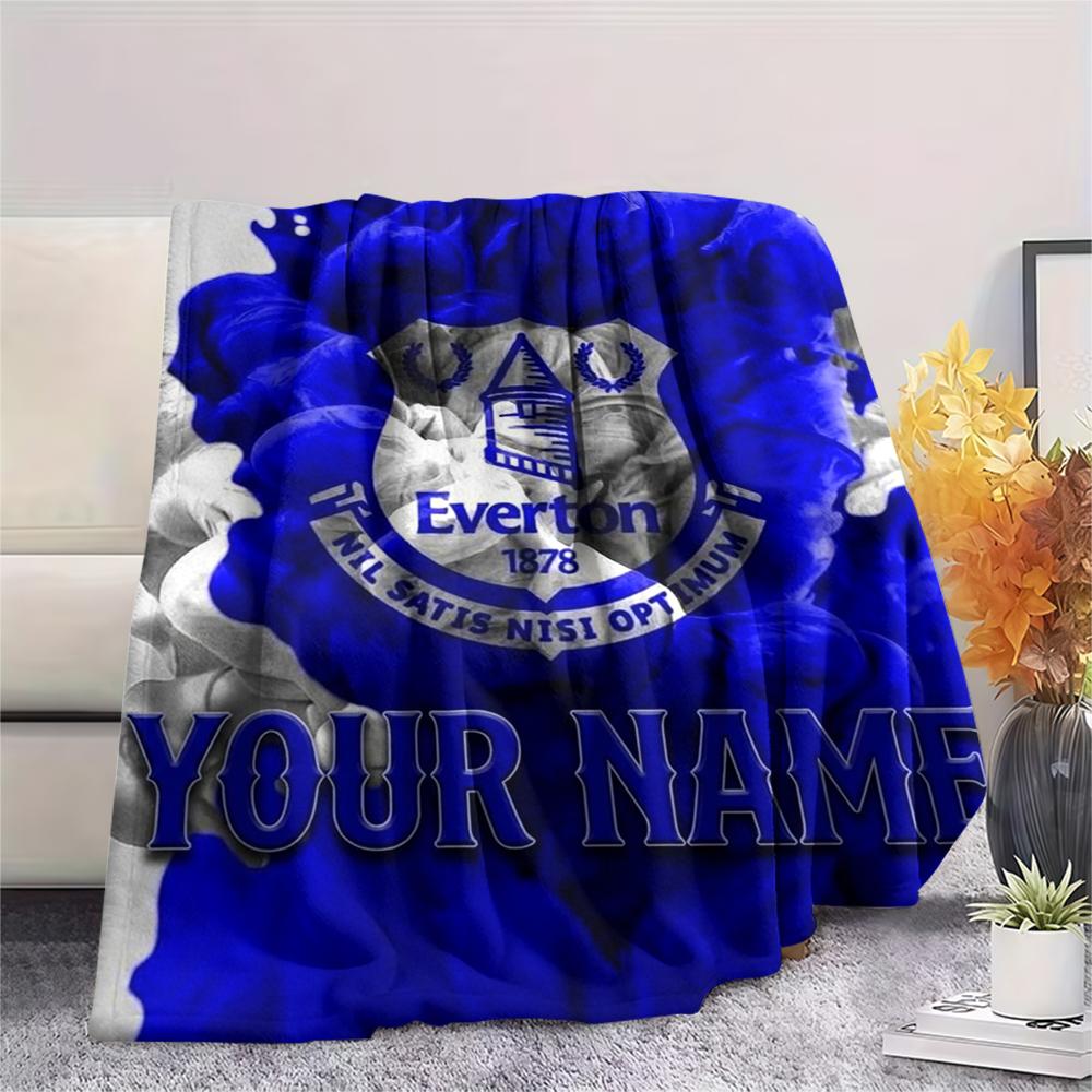 1 Stück Personalisierte Decke mit Everton FC Muster aus Flanell Geeignet für Alle Jahreszeiten für Heimdekoration Wärme und Komfort Geschenke Feiertagsgeschenk