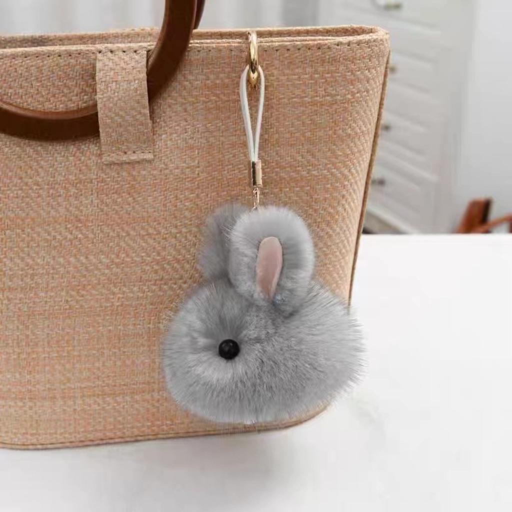 Faux Mink Rabbit Keychain, Plush Soft Car Key Chain Decor, Cute Fluffy Plushie Charm for Women Girls, Luxury Bag & Purse Accessory