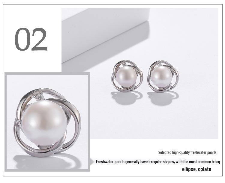 2024 Light Luxury 925 Sterling Silver Freshwater Pearl Stud Earrings for Women