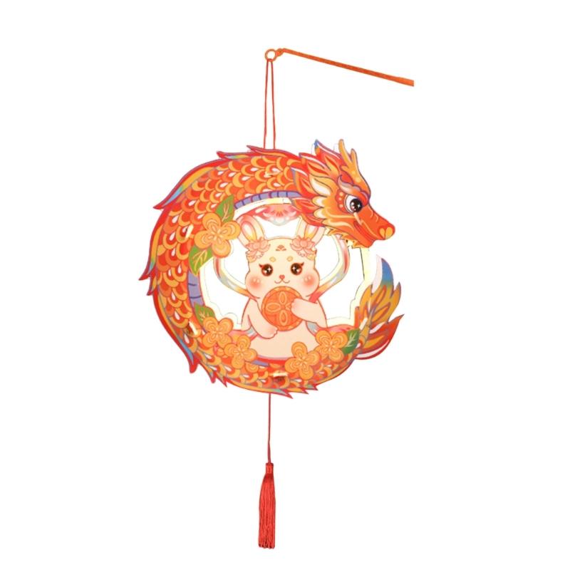 Handmade Florals Paper Lamp Set Traditional Chinese Craft Supplies LED Projection Portable for Chinese Festival