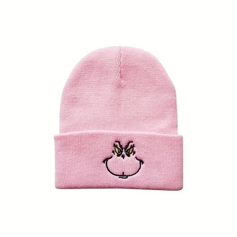 Stylish Cartoon Expression Embroidered Pullover Hat For Cold Weather Protection