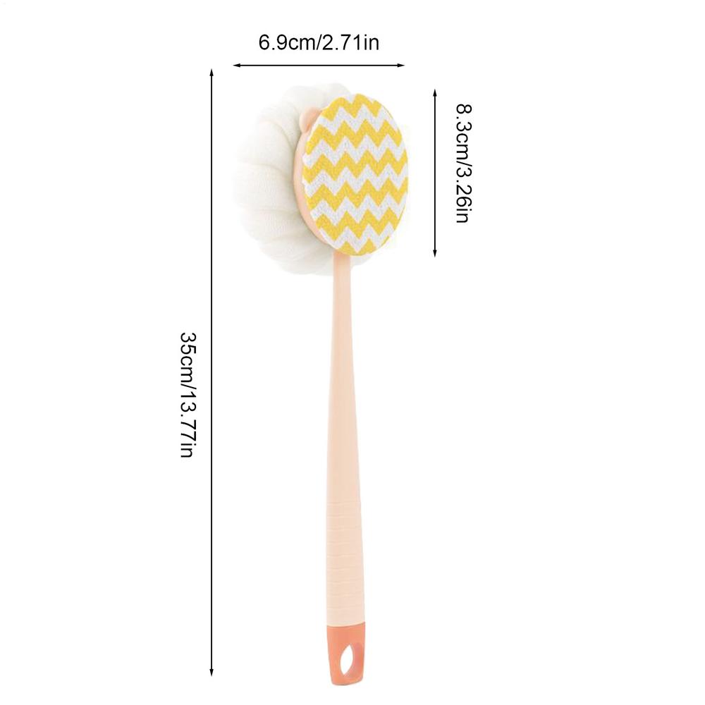 

Shower Scrubber 2 In 1 Double-Sided Long Handle Scrub Brush Shower Scrubber For Body For Adults Elderly Arm Leg Back Home розовый