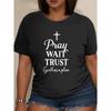 T-shirt da Donna con Stampa Lettering di Preghiera Girocollo Manica Corta Casual Estiva Chiesa Top Quotidiano