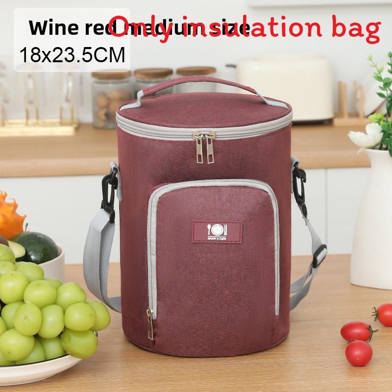 Insulated Student Lunch Bag With Solid Color And Compact Handle For Multiscenario Use
